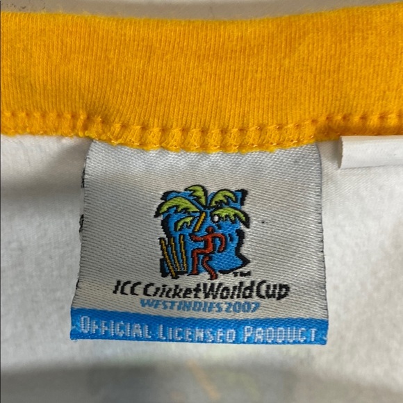 Vintage 2007 ICC Cricket World Cup West Indies Gold Trim Crop Tee - Picture 2 of 7